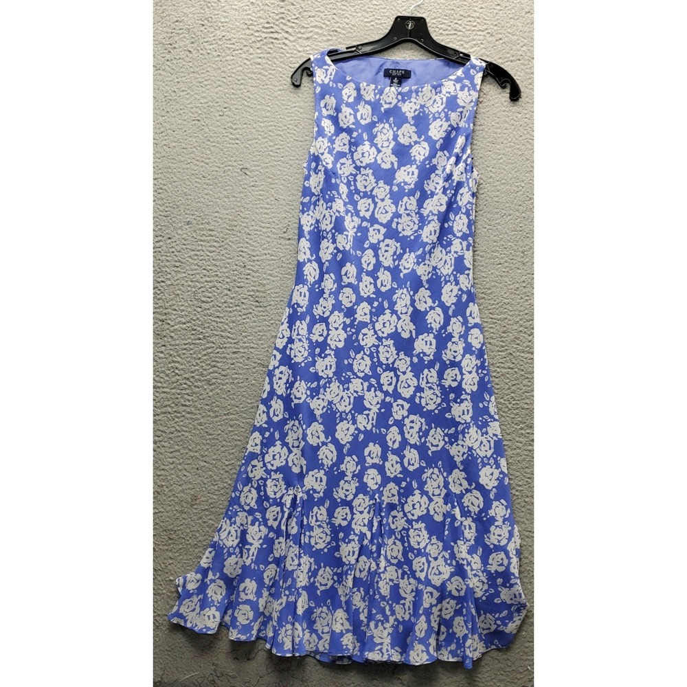 Chaps Knee Length Dress‎ Womens 8 Multi Floral Lined Sleeveless Godet Hem
